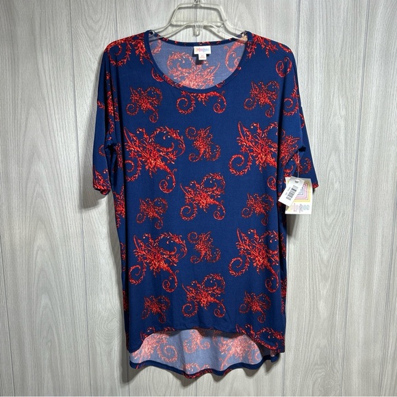 LuLaRoe NWT Blue And Red High Low Irma Shirt Size XS - Picture 1 of 8